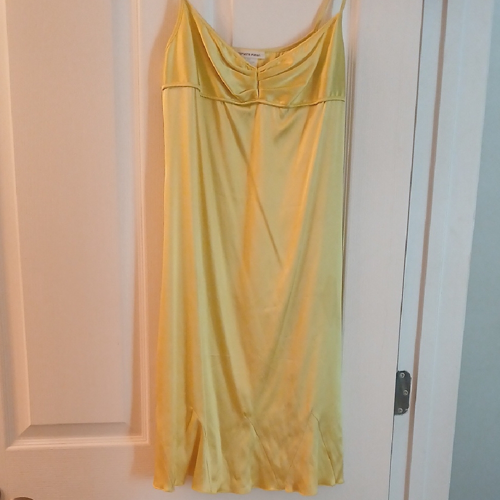 Capucine Puerari Yellow Midi Dress with Spaghetti Straps